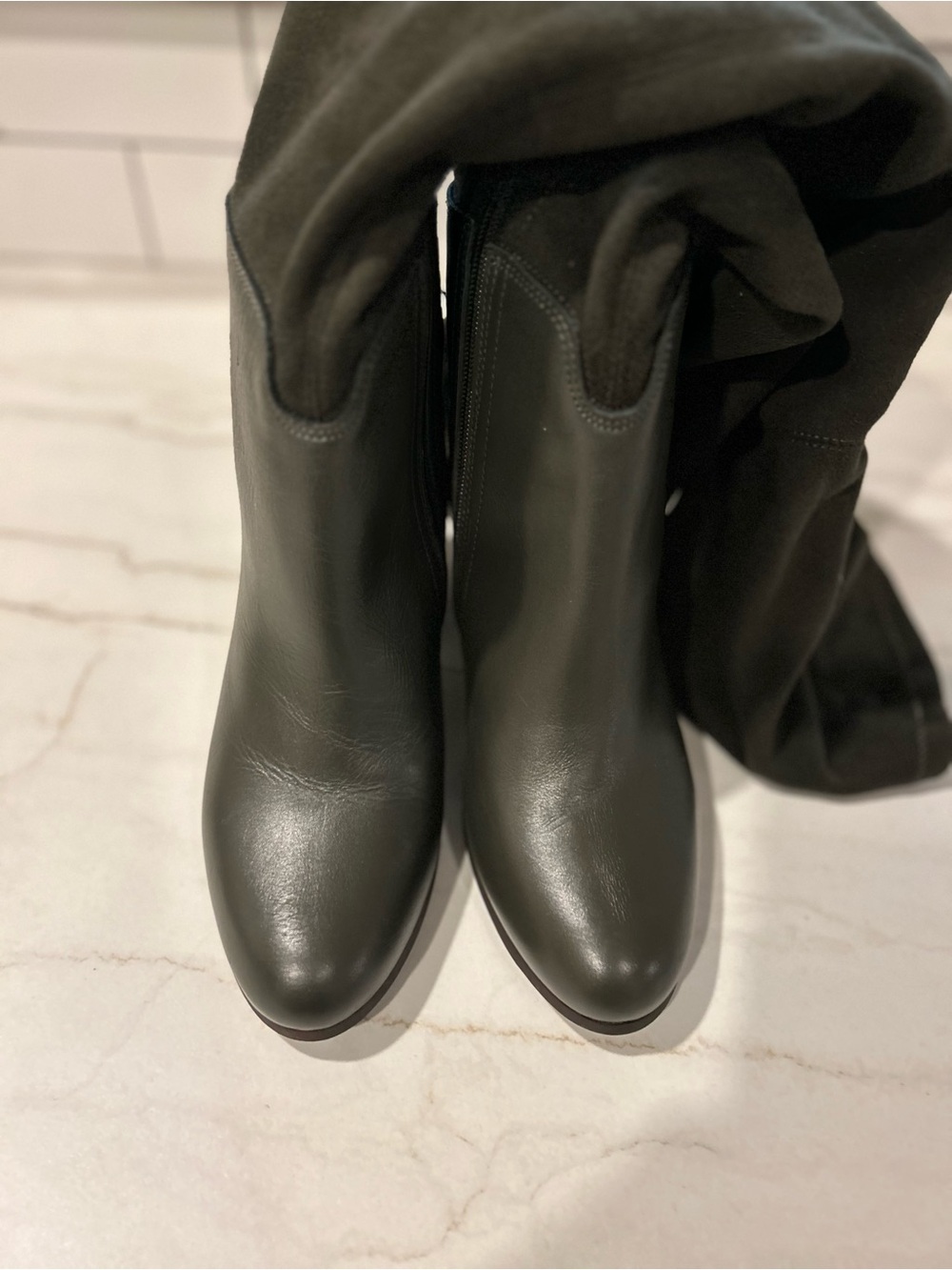 RUDSAK Over-The-Knee Mixed-Media Block Heel Boots - Size 39 (Olive Green) - Picture 3 of 6